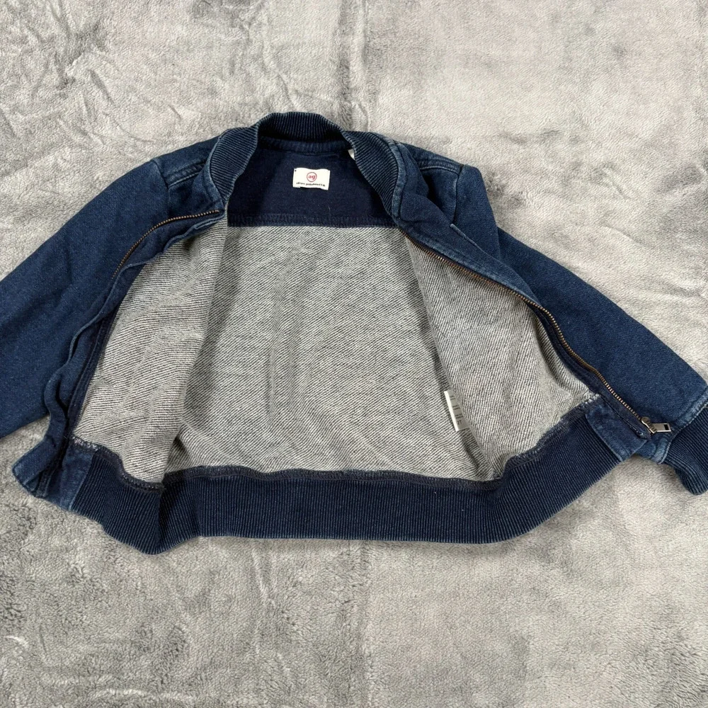 Adriano Goldschmied Toddler 2T Blue Denim Look Full Zip Jacket Cotton Ribbed Hem